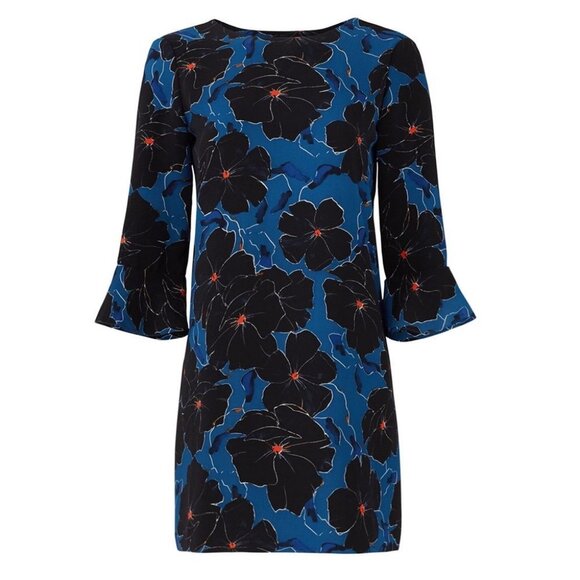 Nordstrom Cooper & Ella Matilda Mini Dress Blue Floral Size Large Ruffle Boho L - Picture 2 of 10